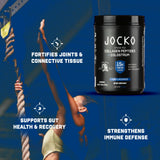 Jocko Fuel en contexto de vida activa con atleta, ilustrando soporte para recuperación