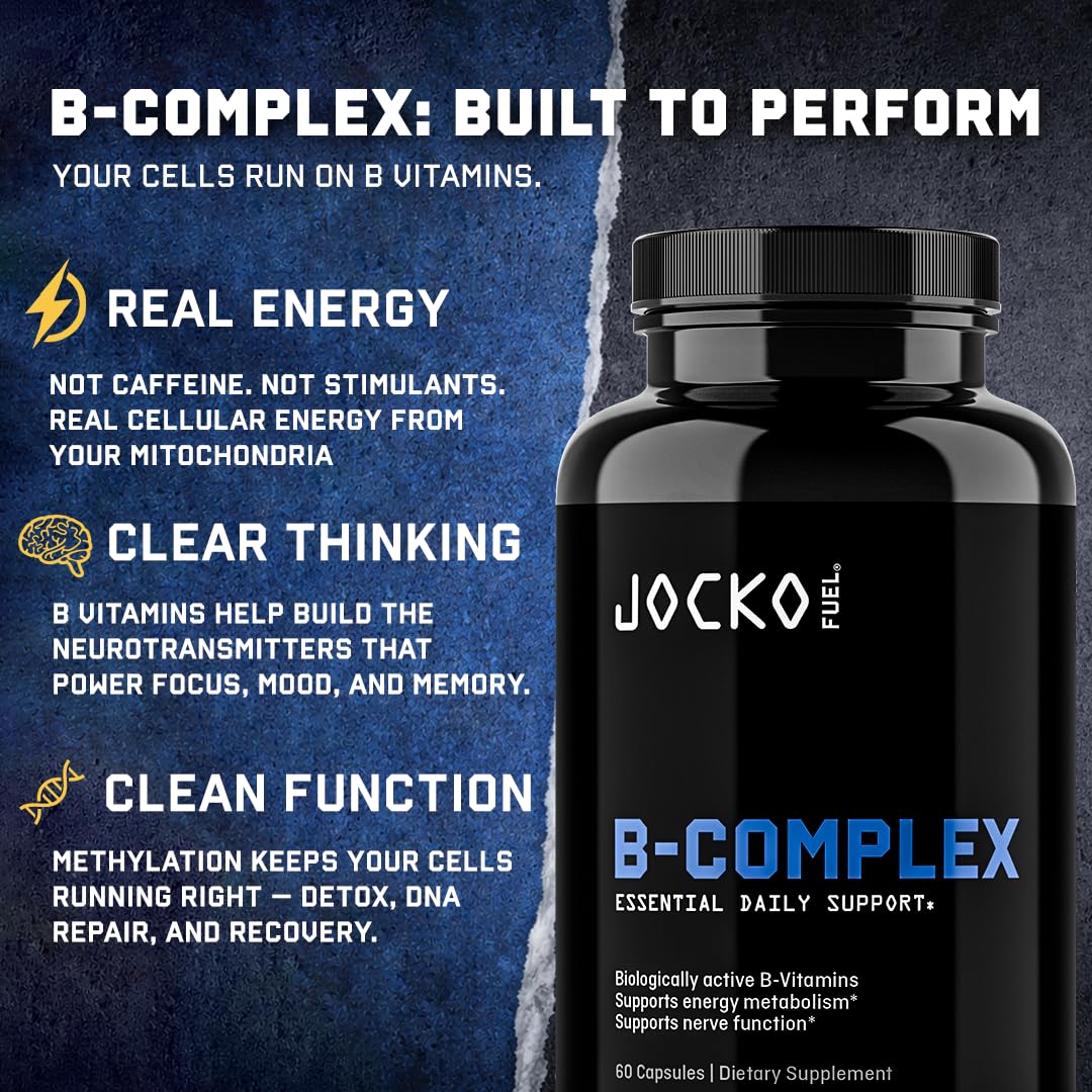 Jocko Vitamin B Complex etiqueta de ingredientes con formas bioactivas destacadas
