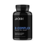 Jocko Vitamin B Complex vista frontal, envase claro que facilita identificación
