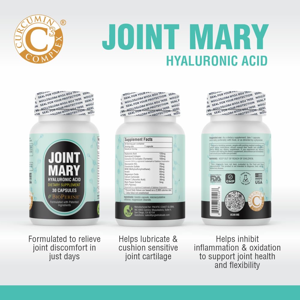 JOINT MARY persona tomando cápsula con agua evidenciando uso diario