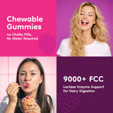 JolliMoo lado nutricional del empaque indicando 9,000+ FCC lactasa