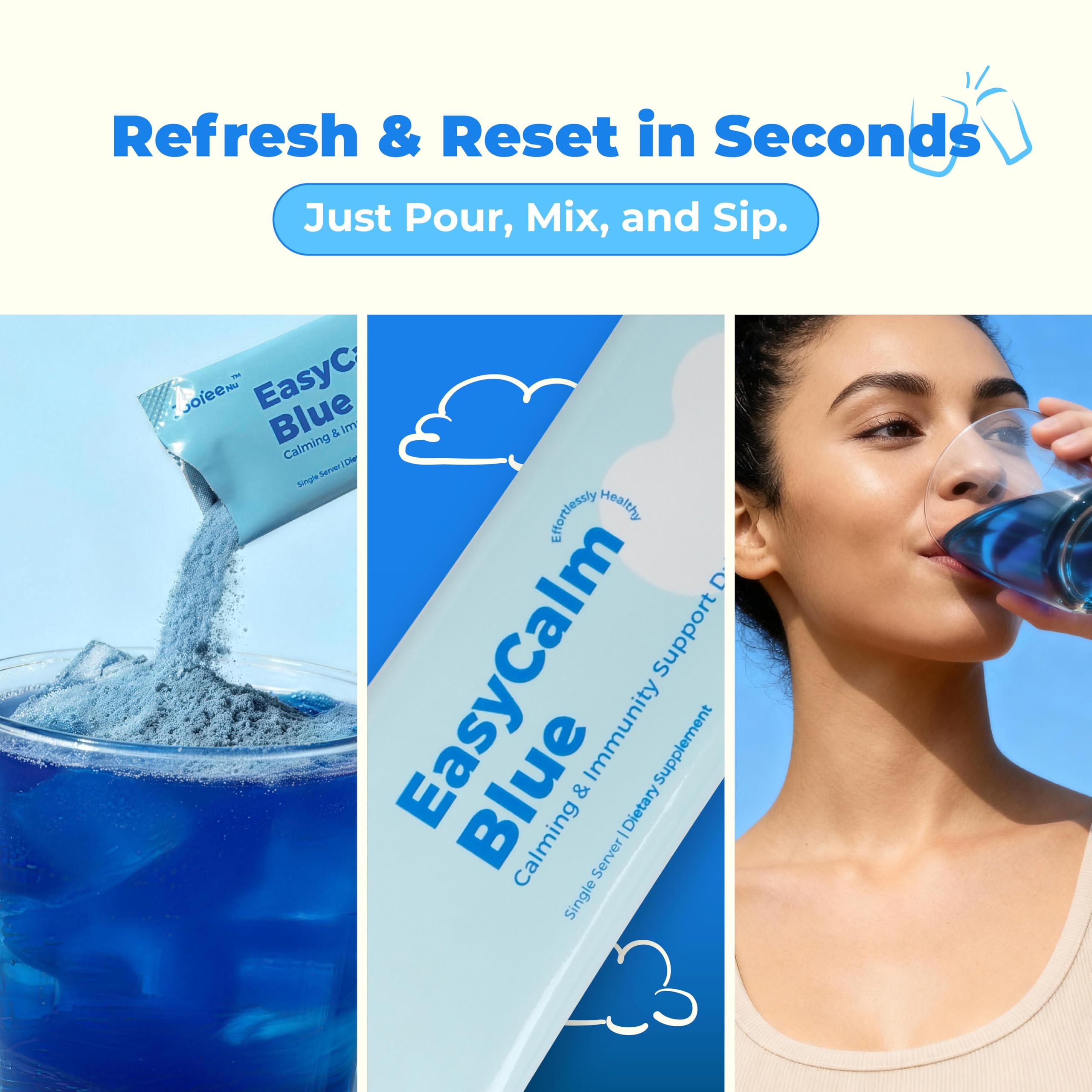 JOOIEE NU mezcla disuelta en vaso lista para consumo nocturno relajante