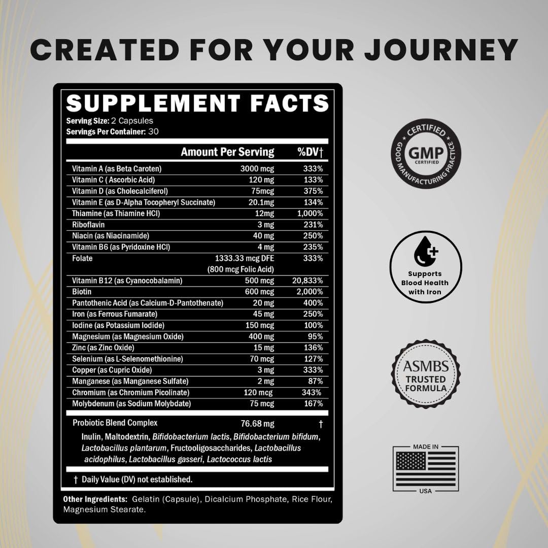 Journey Bariatric Vitamins detalle de etiqueta con ingredientes y beneficios visibles