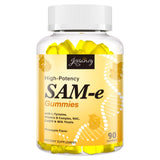 Jovianoy frasco frontal de gomitas SAM-e mostrando envase y beneficio conveniente