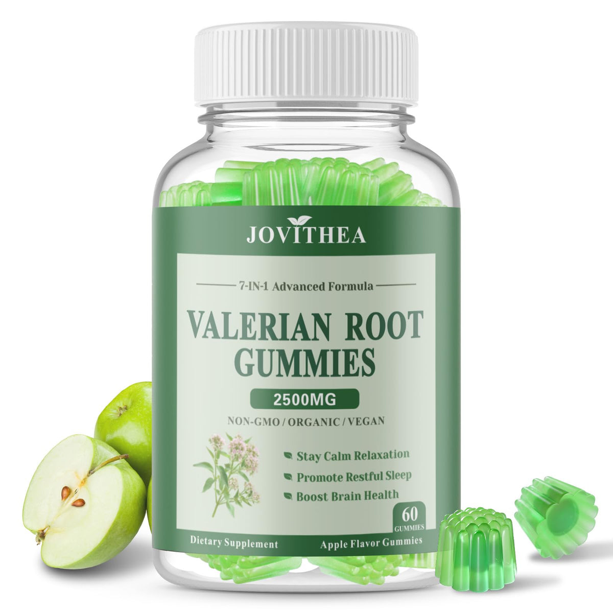 JOVITHEA frontal del envase mostrando gomitas de valeriana y beneficios
