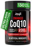 JOYLI Nutrition frasco frontal mostrando CoQ10 200 mg y beneficios