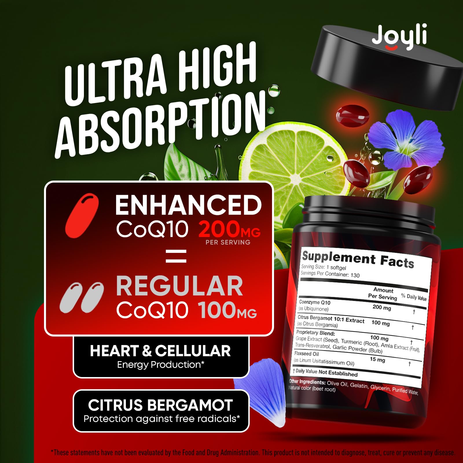 JOYLI Nutrition primer plano de softgel y textura para mejor absorción