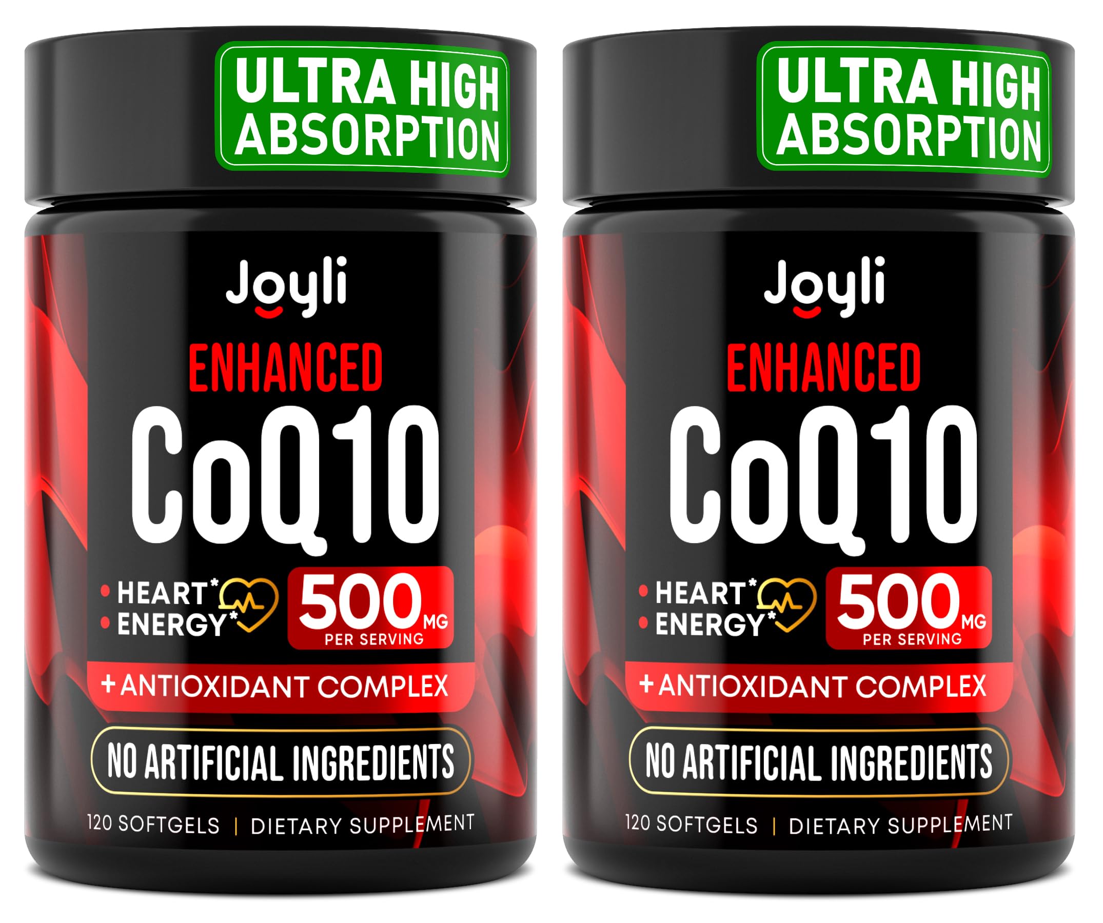 JOYLI Nutrition vista frontal del envase que muestra 120 softgels y beneficios del pack