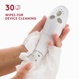 Toallita Joylux limpiando un vFit, protección de luz y silicona