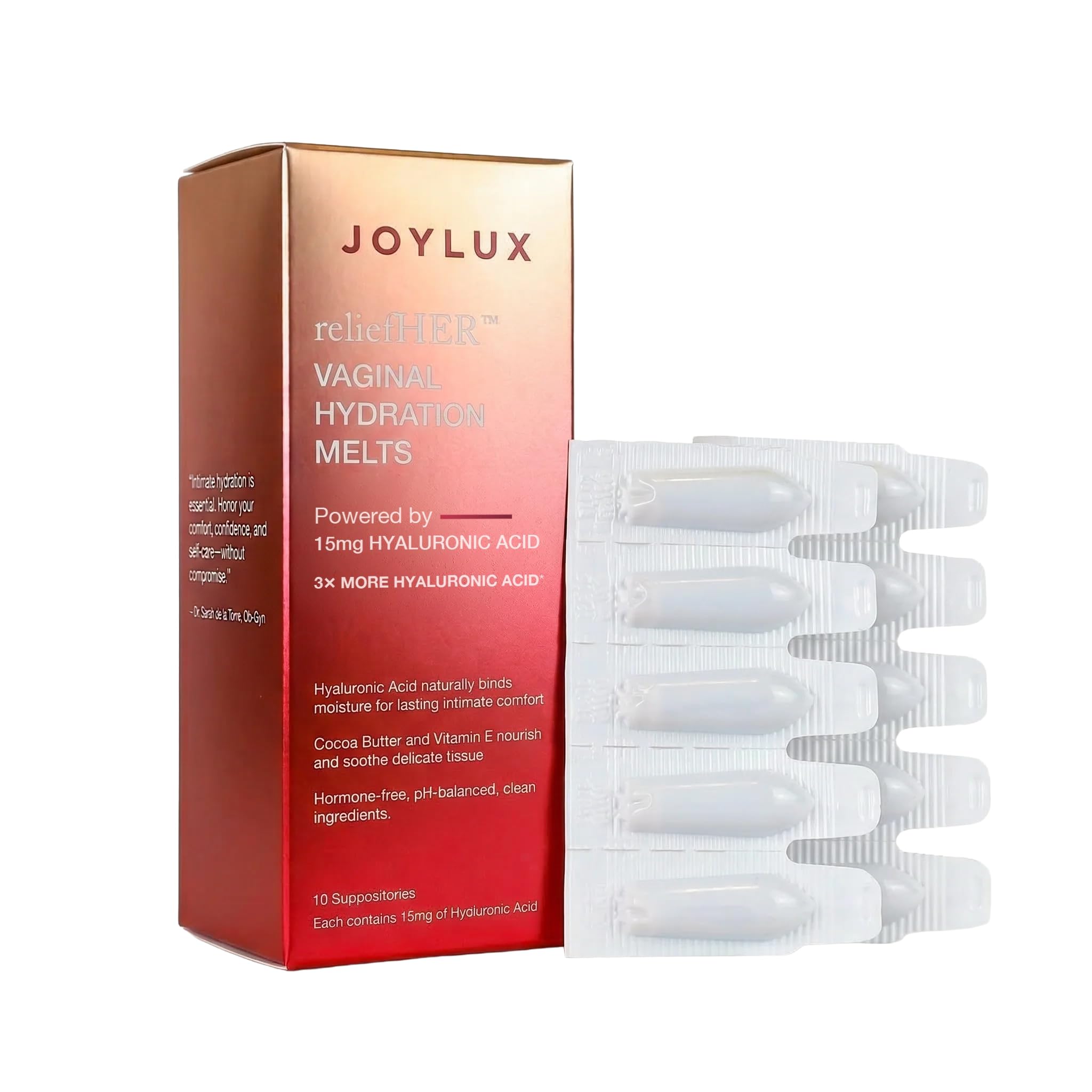 Joylux relieveHER frente del empaque muestra claridad y confianza