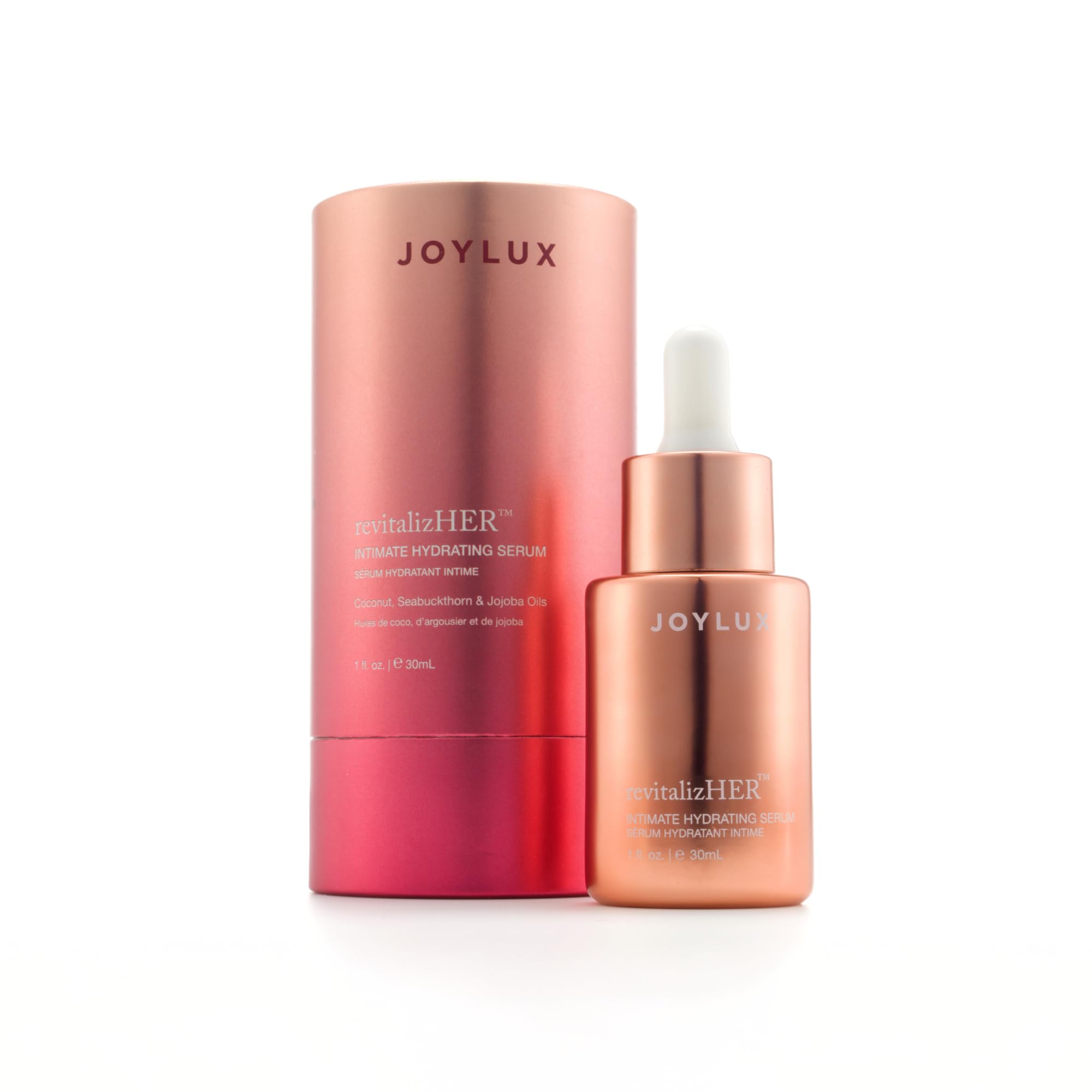 Joylux revitalizHER frente del empaque mostrando tamaño y diseño para transporte cómodo