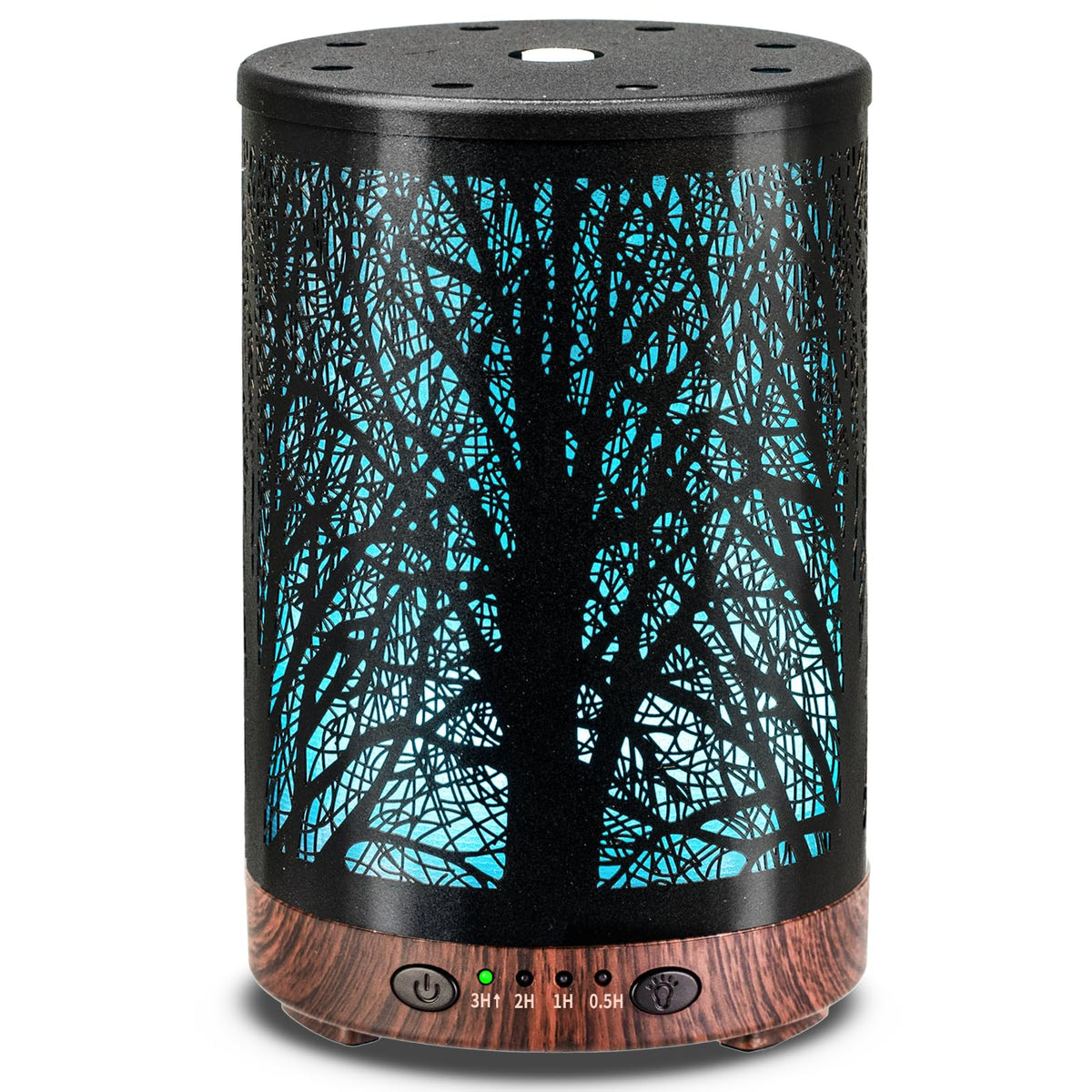 JOYOLO difusor metal frontal mostrando diseño elegante y función humidificadora