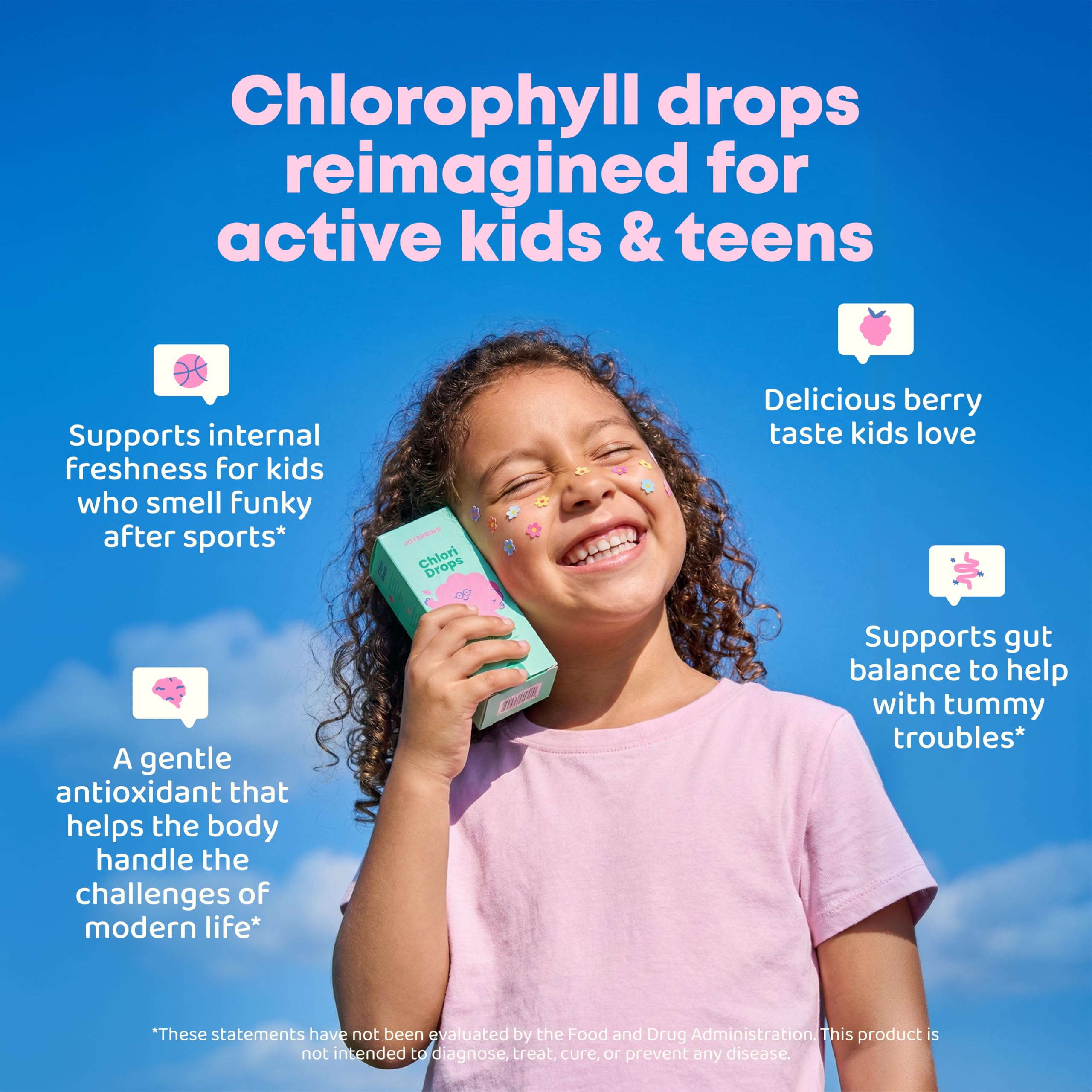 JoySpring gotero y textura líquida de Chlori Drops mostrando facilidad de uso