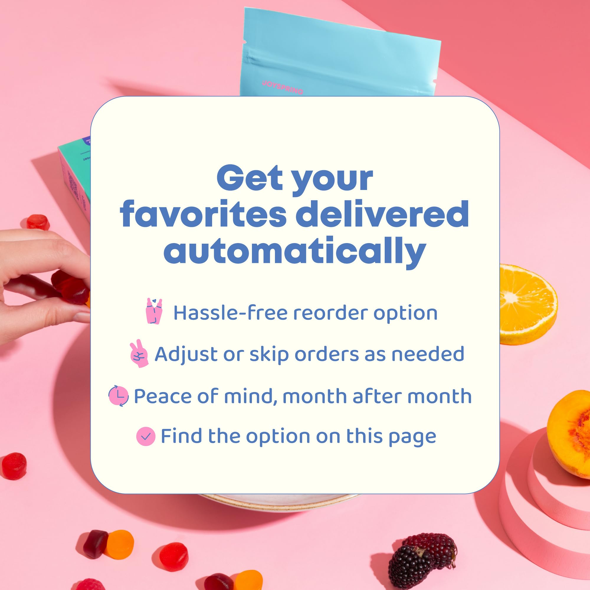 JoySpring etiqueta informativa con ingredientes y uso recomendado
