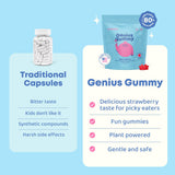 JoySpring gomitas en mano para comparar escala, porción familiar clara