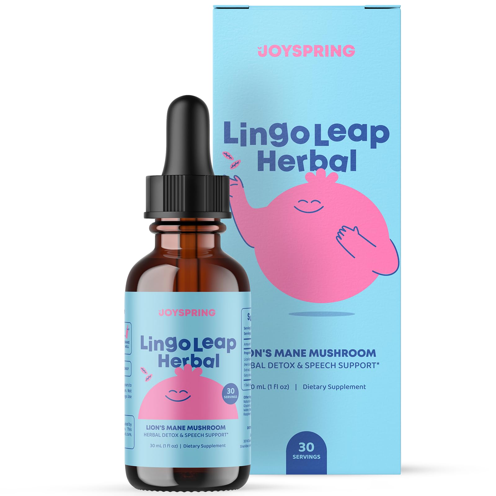 JoySpring frasco frente mostrando etiqueta clara y beneficio de apoyo cognitivo