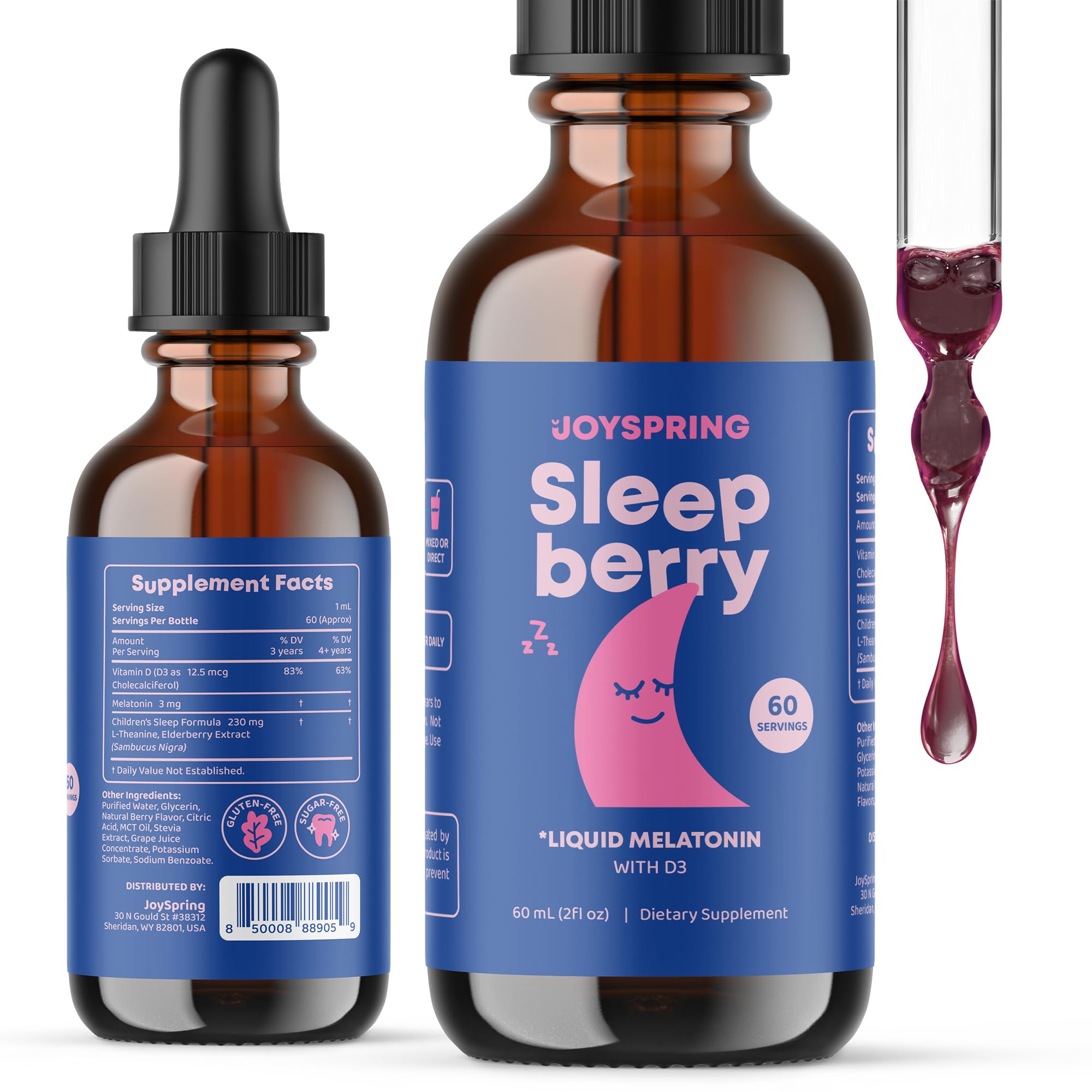JoySpring SleepBerry frontal del envase, presentación clara y práctica