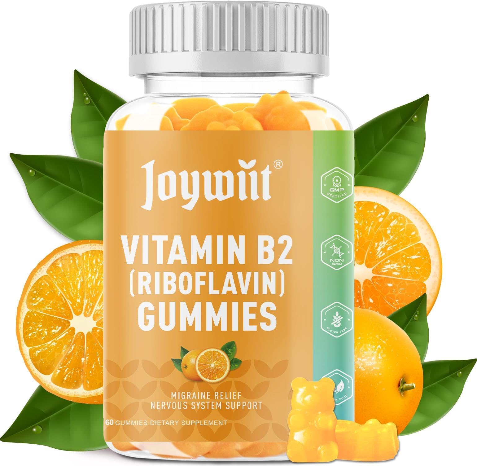 Joywiit botella frontal mostrando 60 gominolas y beneficios clave
