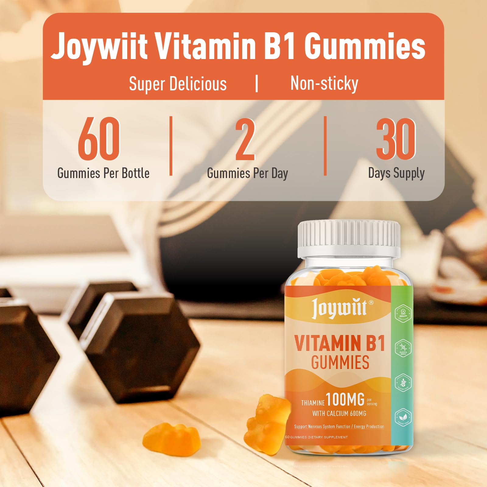 Joywiit frasco junto a calendario, sugiere planificación de 30 porciones