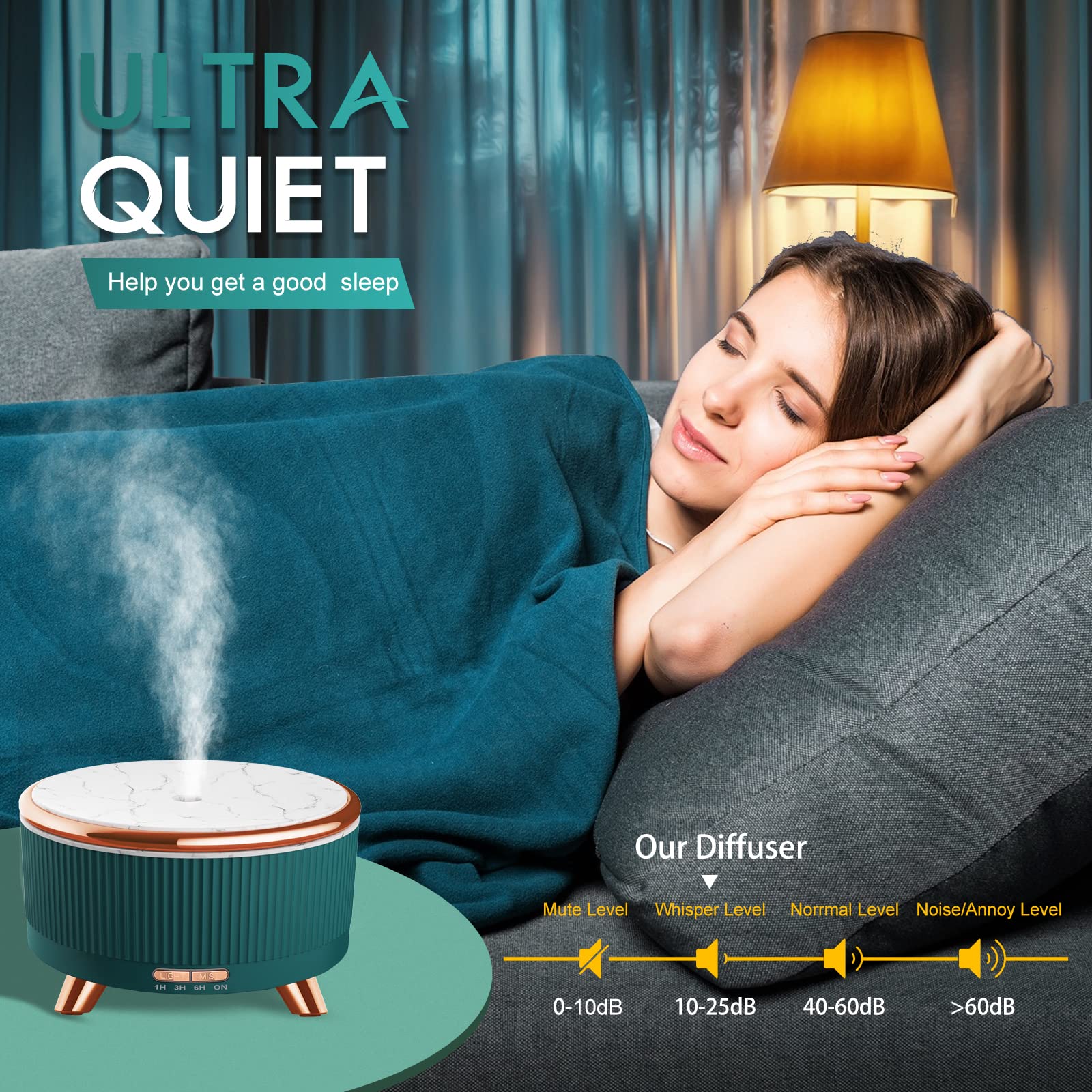 Jpord difusor luces LED siete colores creando ambiente relajante