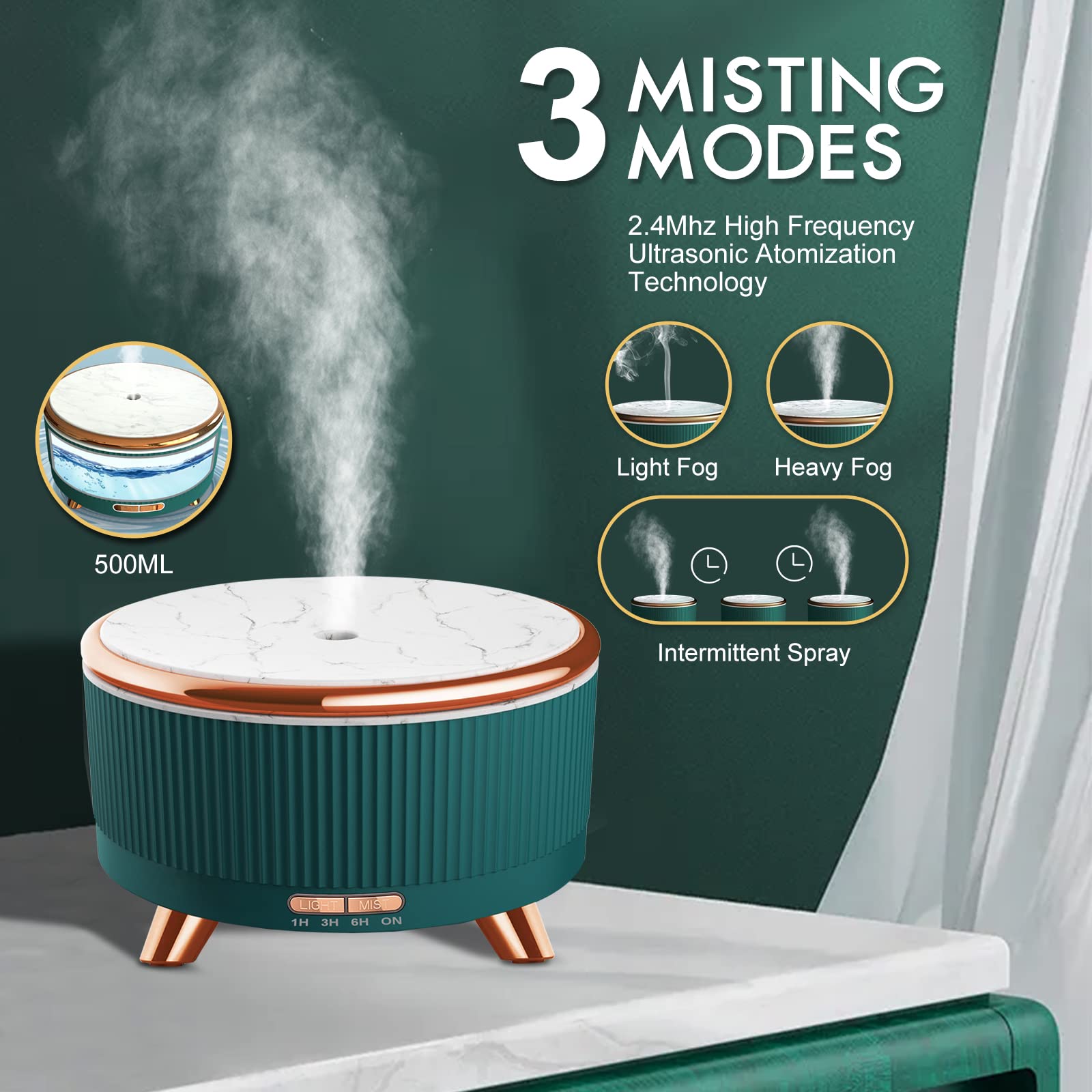 Jpord difusor con control remoto para ajustar niebla y luz fácilmente