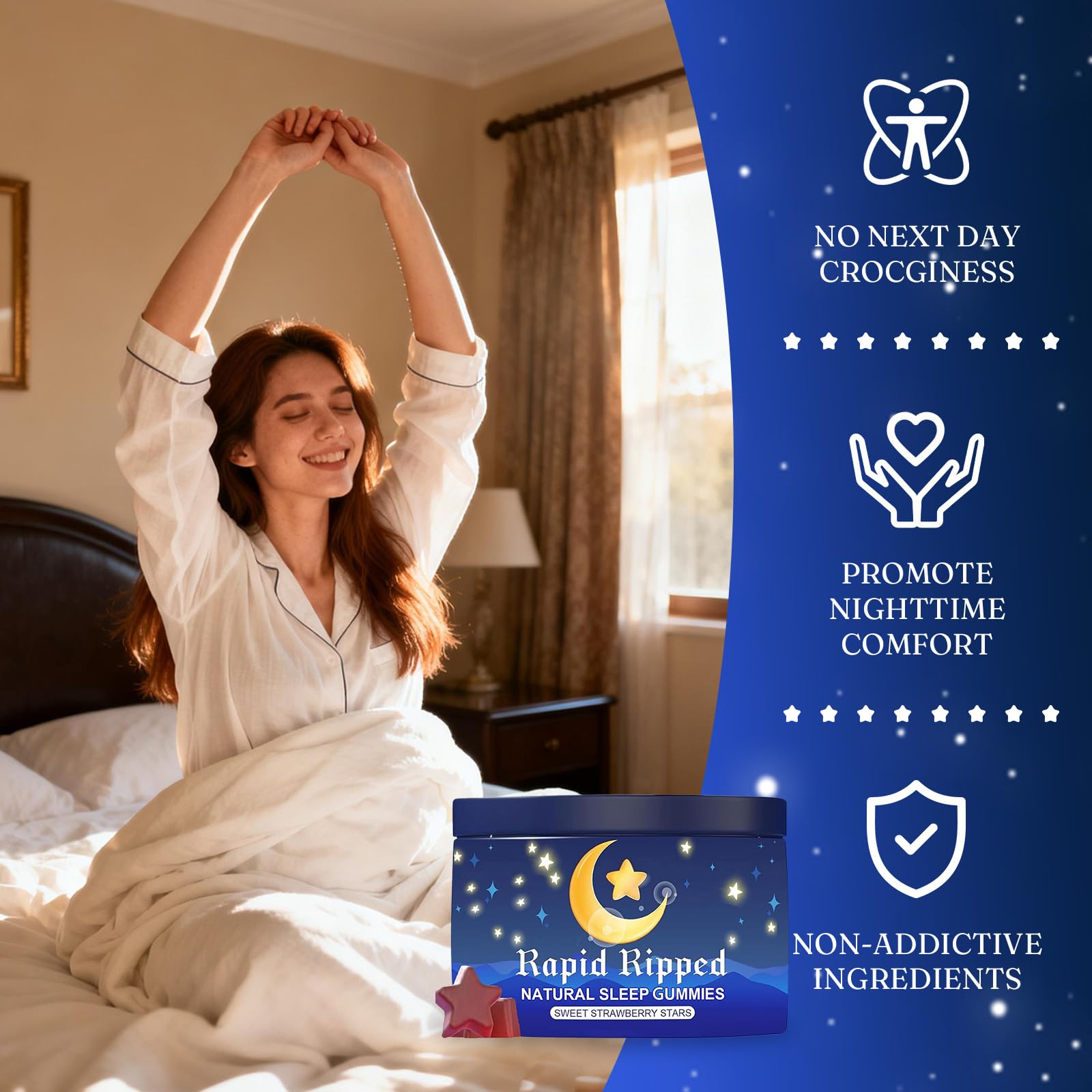 JRR LyraSleep comparación de tamaño, envase de 60 unidades visible