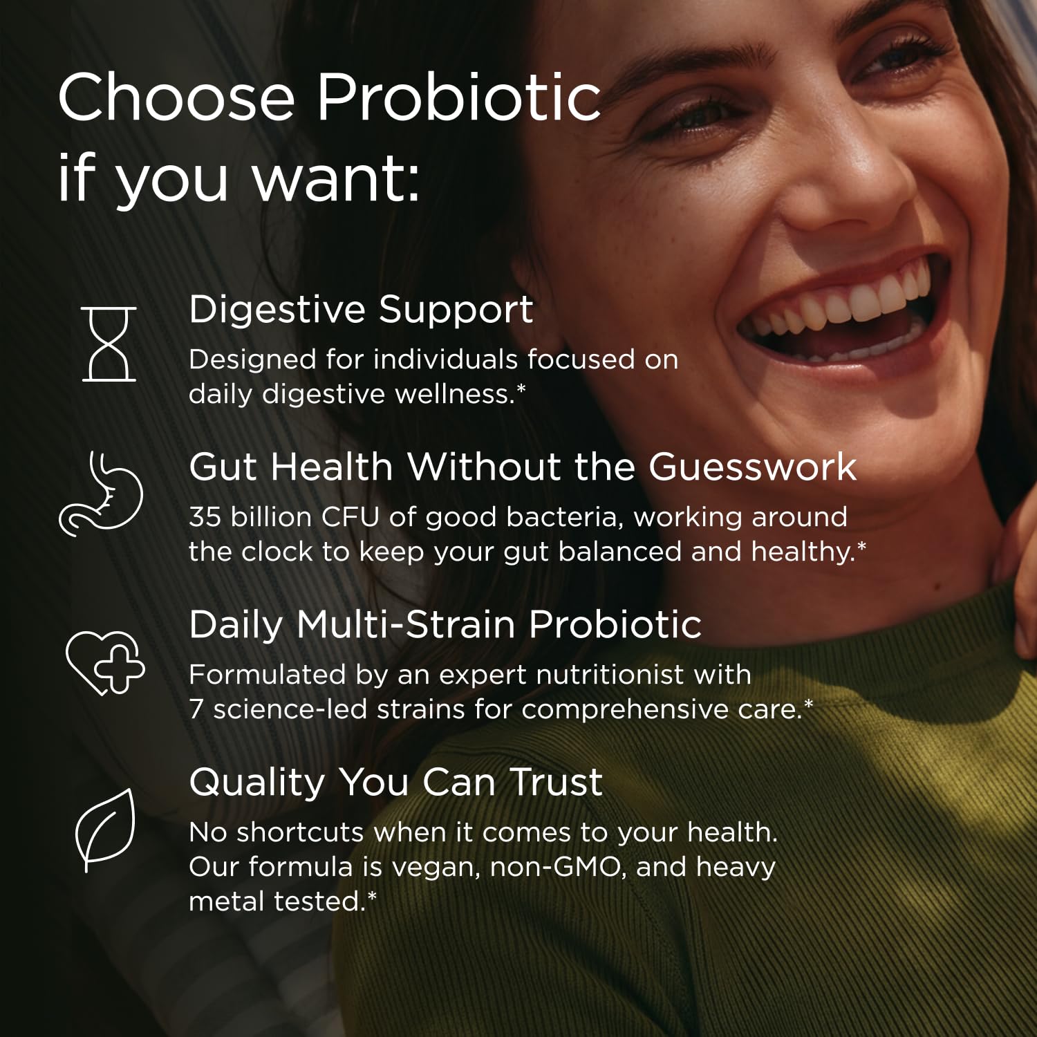 JSHealth etiqueta nutricional en primer plano con información de cepas