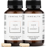 JSHealth frasco delantero Hair + Energy muestra confiabilidad