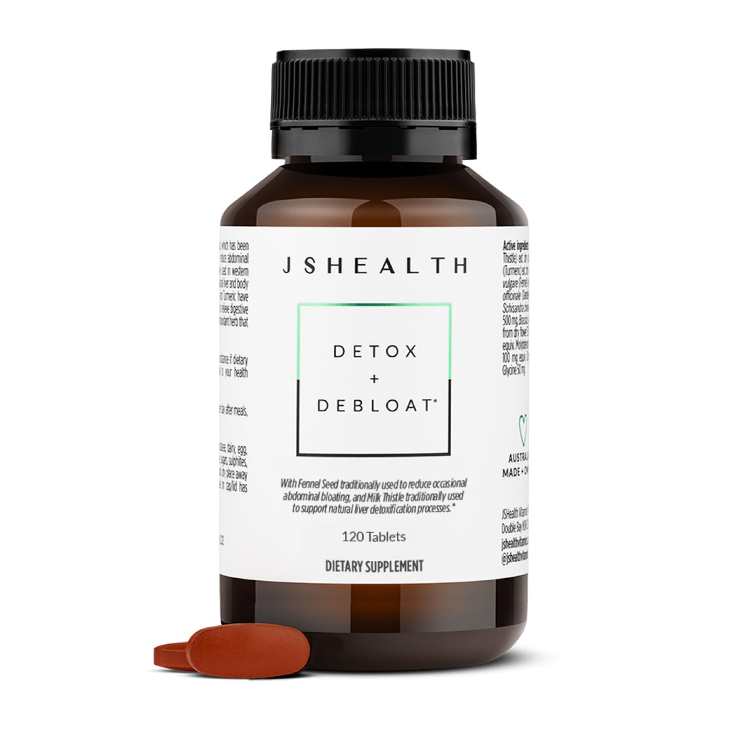 JSHealth frontal del envase que destaca ingredientes y beneficio digestivo