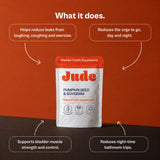 Jude primer plano de etiqueta con ingredientes y beneficios claros