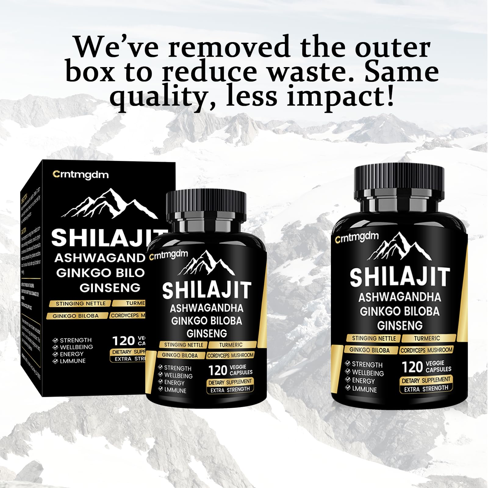 Juebingy muestra de ashwagandha y shilajit como ingredientes naturales