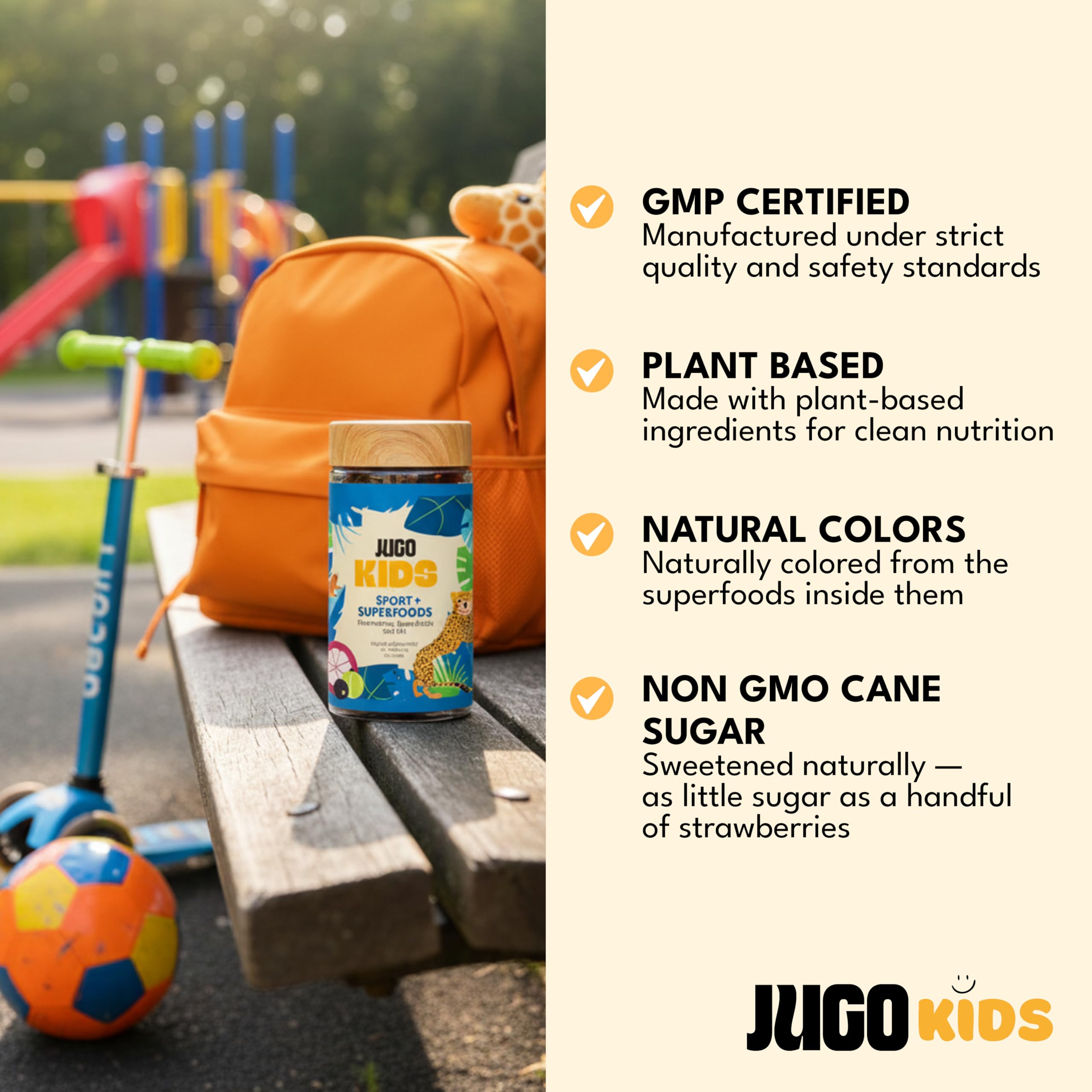 JUGO gomita en mano para comparar tamaño y dosificación fácil