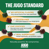 Jugo ingredientes destacados montaje con colágeno y cúrcuma, comunica composición clave