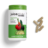 Juice Plus+ frente del frasco mostrando etiqueta y beneficios
