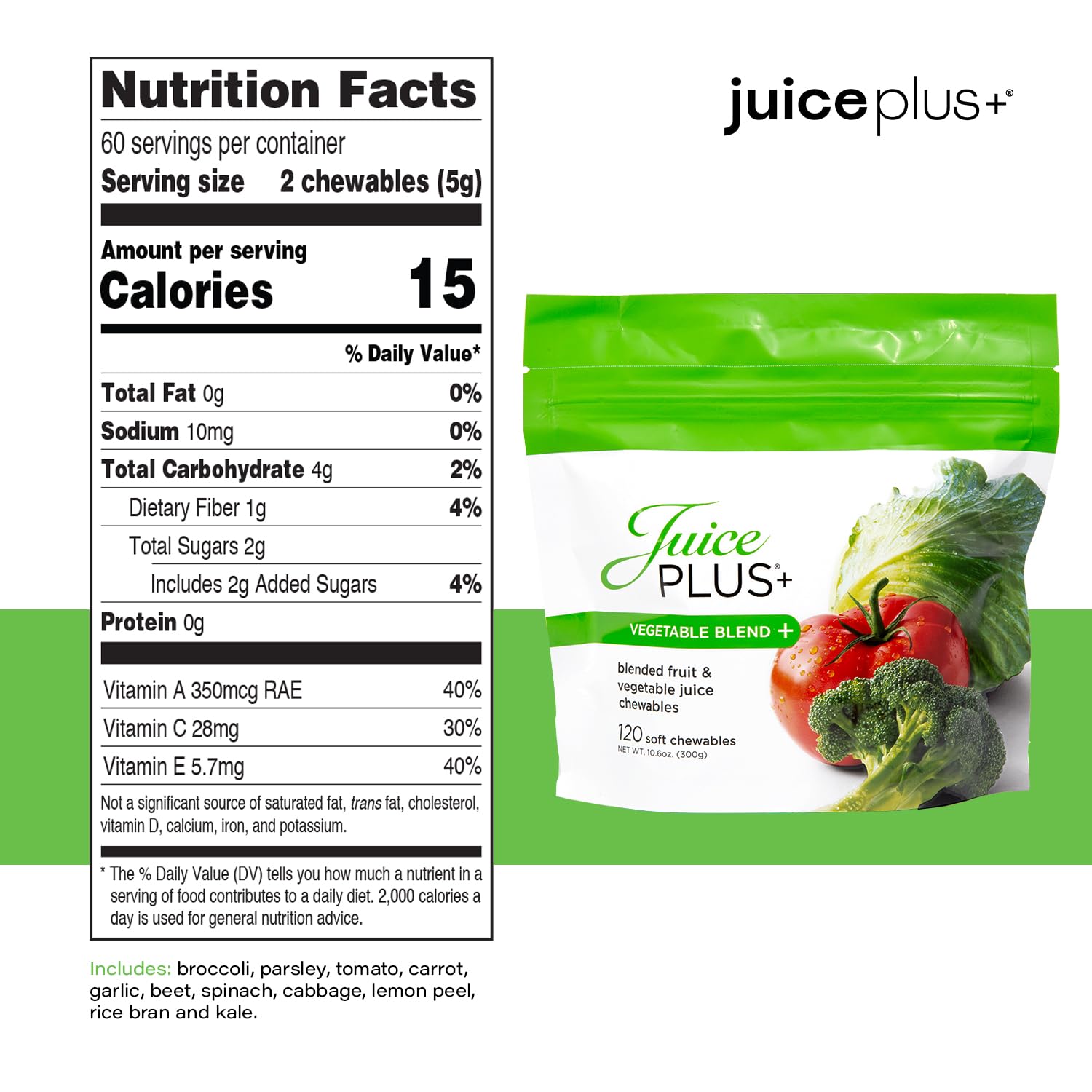 Juice Plus+ detalle de los dos sabores en paquetes sellados, fácil transporte