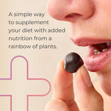 Detalle de textura de gominola Juice Plus+ Vegetable Blend, fácil de masticar