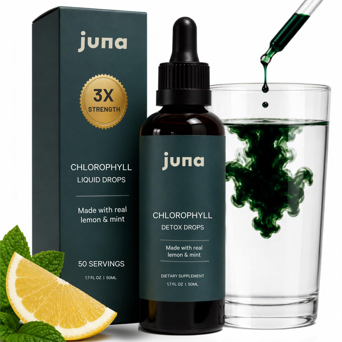 Juna frasco frontal mostrando diseño y beneficio de frescura