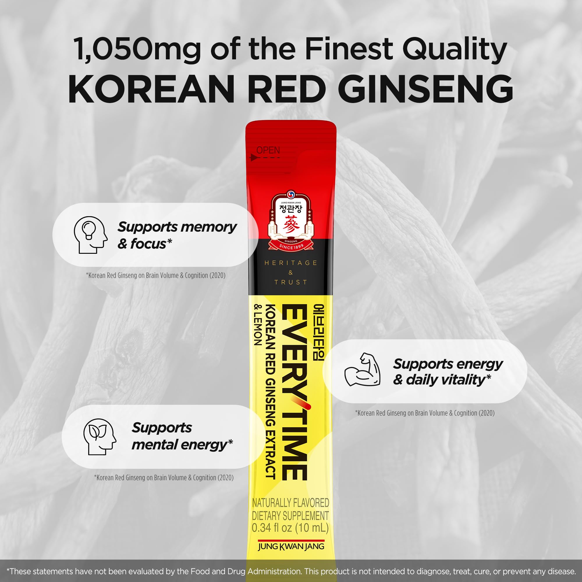 JUNG KWAN JANG etiqueta con lista de ingredientes y concentración de ginseng