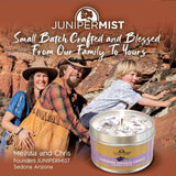 JUNIPERMIST etiqueta y lata con ingredientes y manufactura artesanal