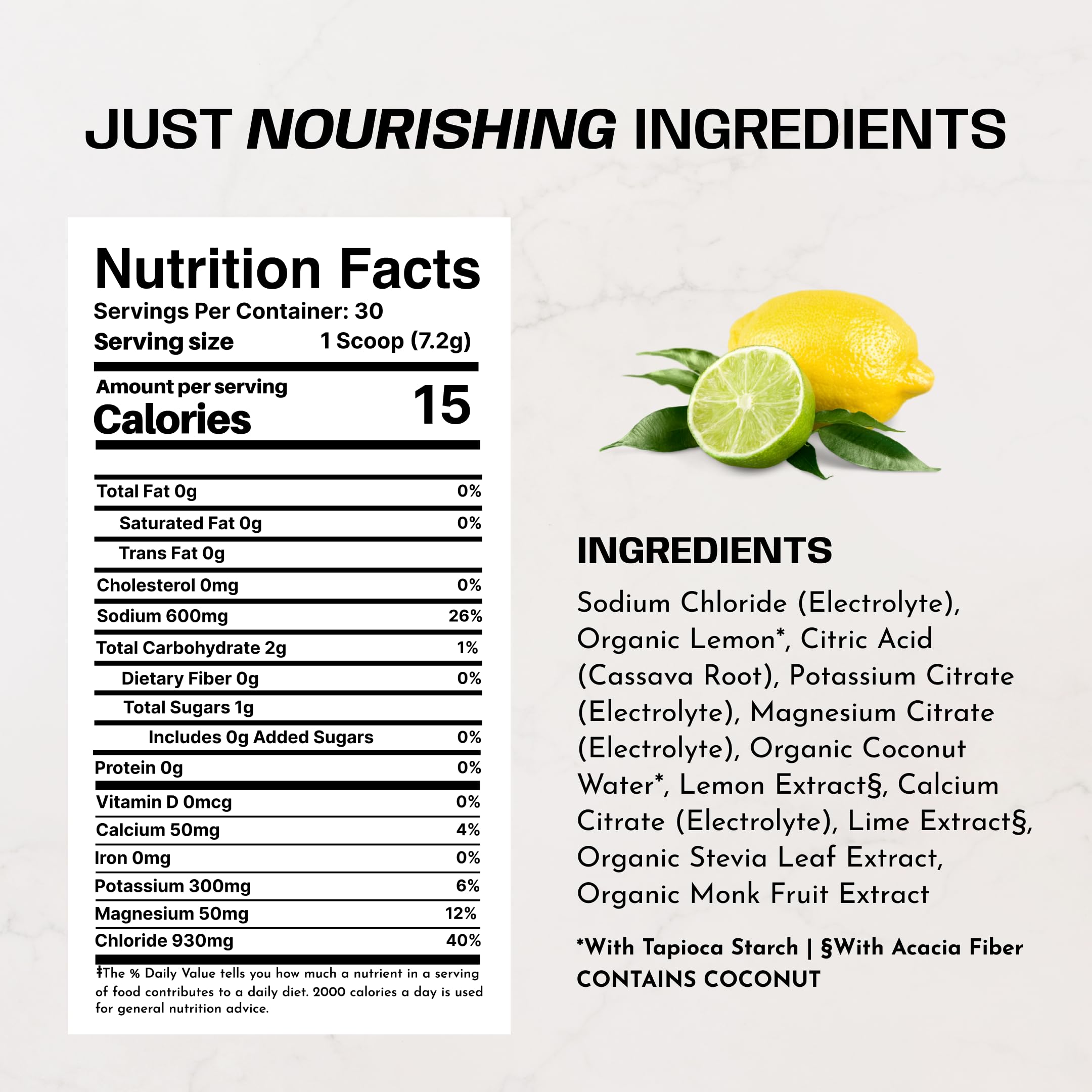 JUST INGREDIENTS bebida limón-lima preparada en vaso para hidratación inmediata