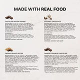 JUST INGREDIENTS comparación de tamaño de un sobre junto a una mano para referencia