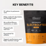 JUST INGREDIENTS etiqueta con lista de electrolitos y certificaciones para confianza