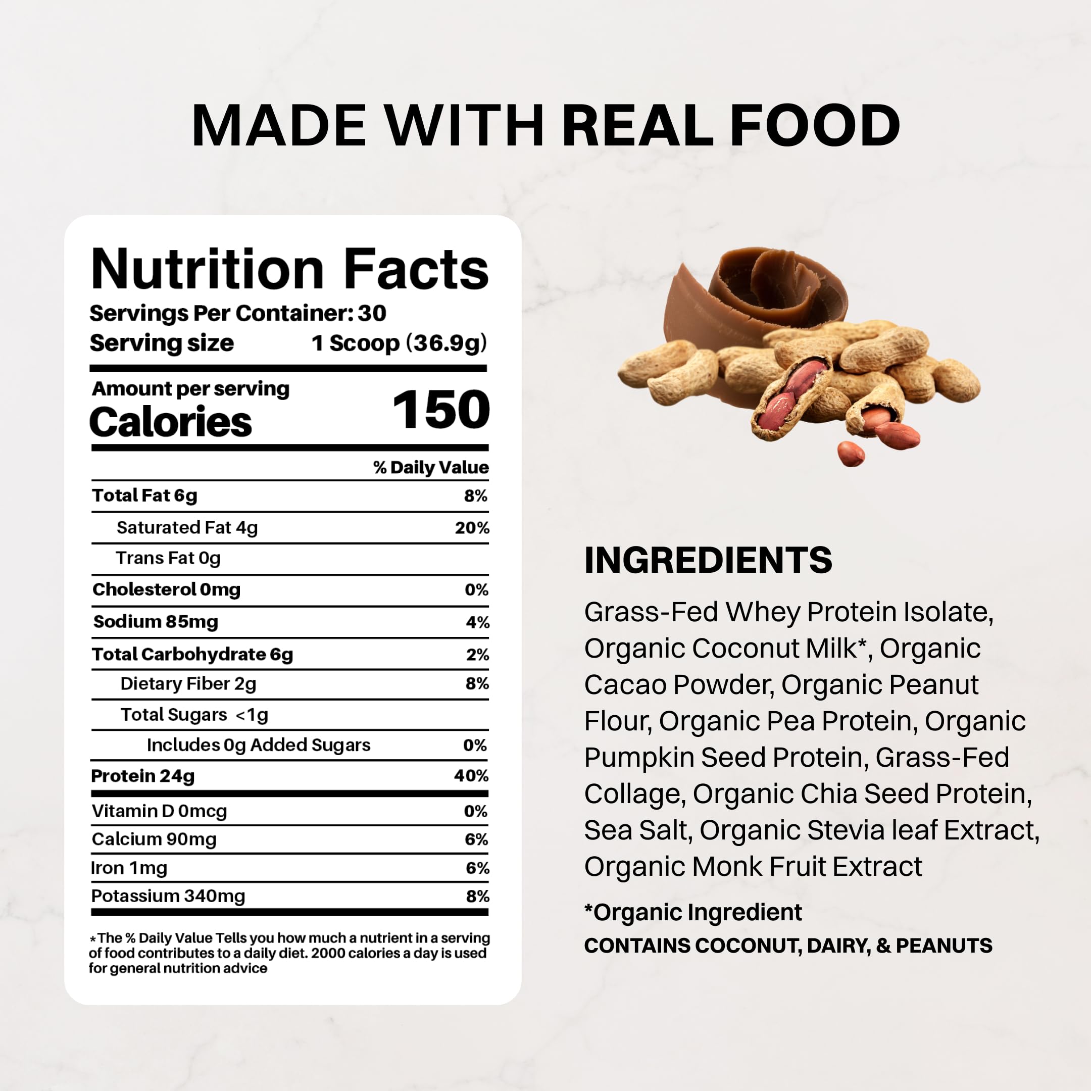 JUST INGREDIENTS comparación de tamaño del envase y porción para planificar 30 servicios