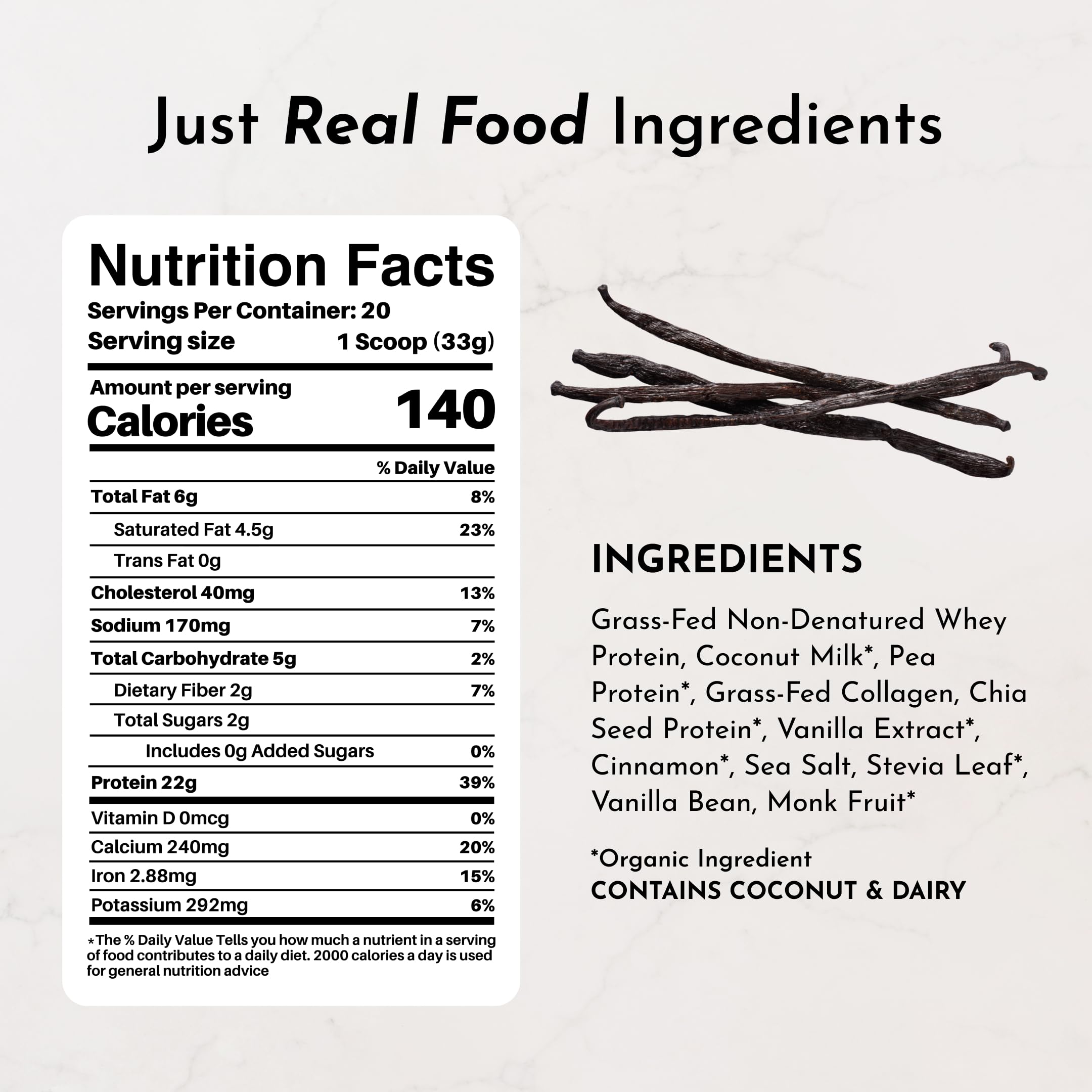 JUST INGREDIENTS etiqueta detalle con ingredientes transparentes y certificación tercera parte
