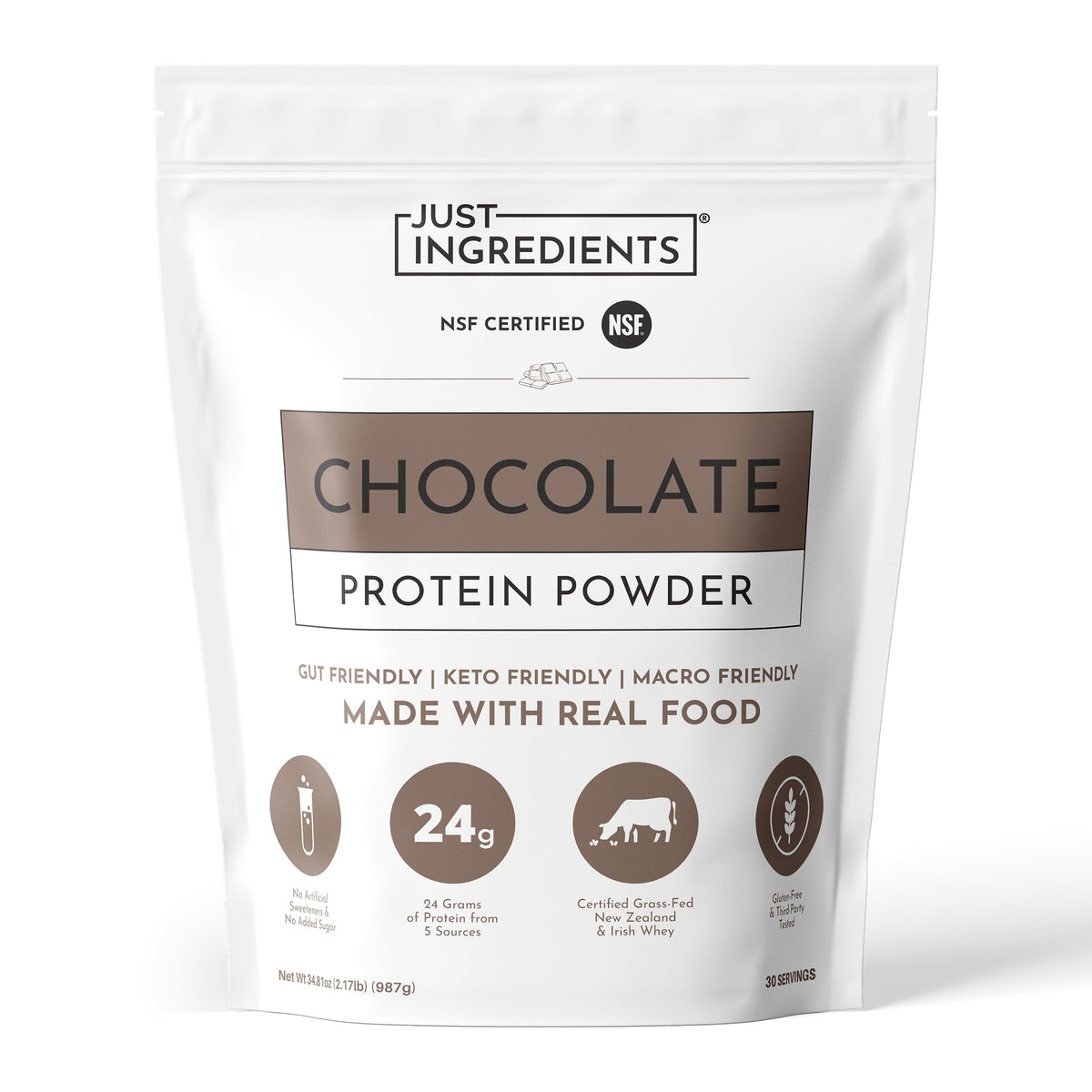 JUST INGREDIENTS envase frontal mostrando etiqueta limpia y beneficios
