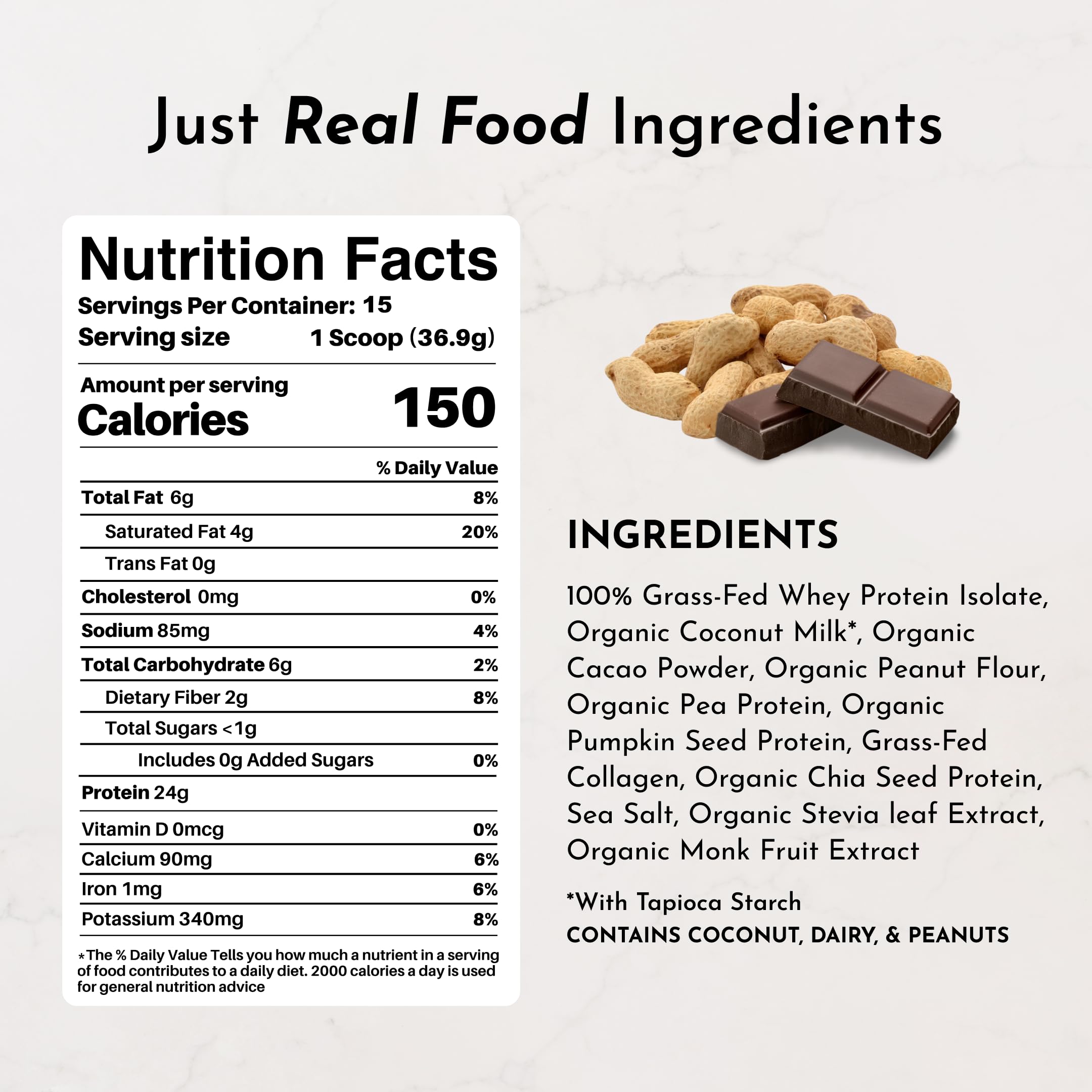 JUST INGREDIENTS cucharada y envase para comparar tamaño de la porción y raciones