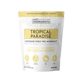 JUST INGREDIENTS frasco frontal mostrando diseño y sabor tropical, transmite confianza