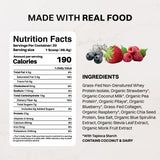 JUST INGREDIENTS comparación de tamaño del envase y porciones en mesa