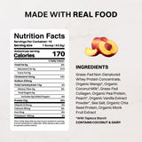 JUST INGREDIENTS comparación de tamaño del envase y una cuchara medidora