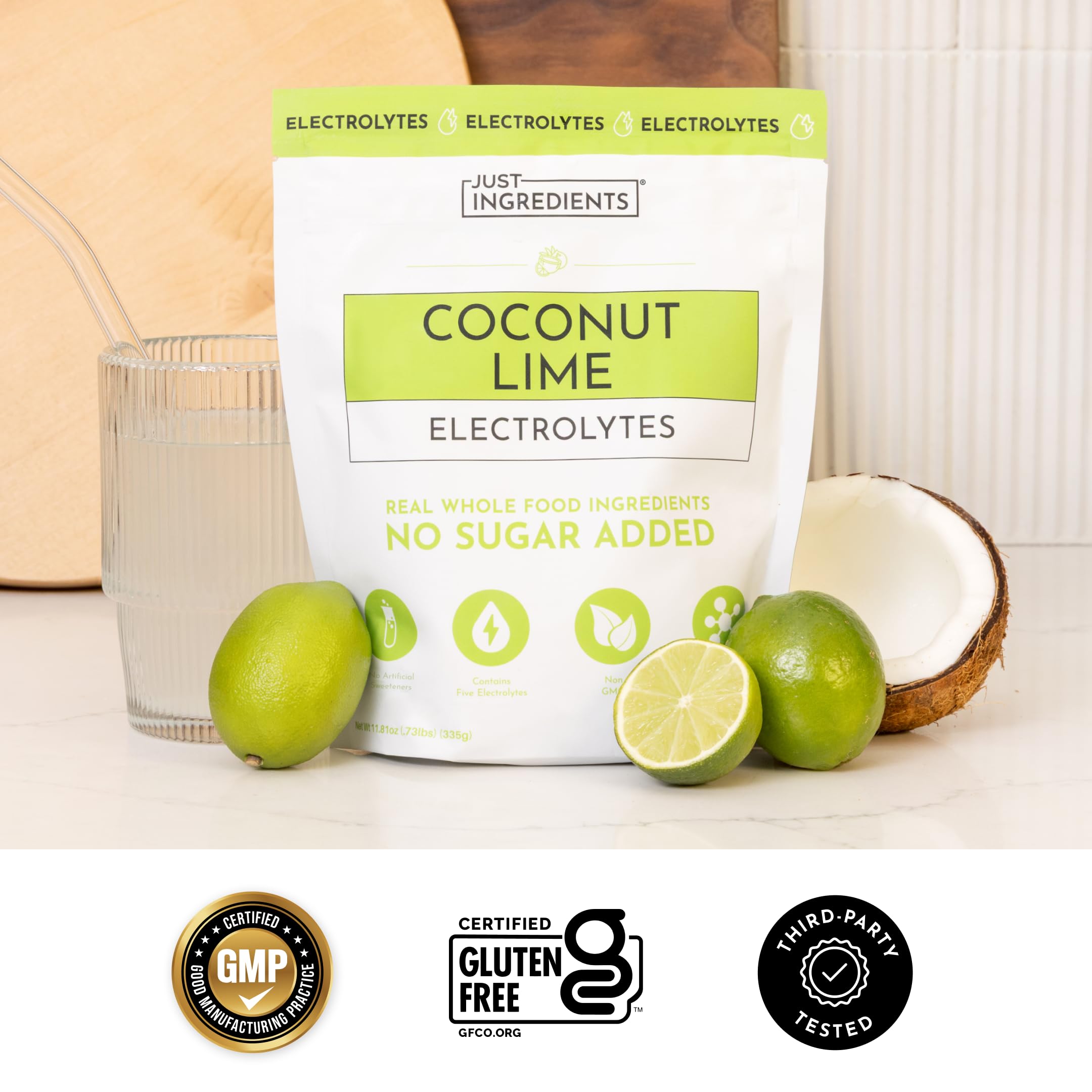 JUST INGREDIENTS textura del polvo Coconut Lime sin grumos para mezcla rápida